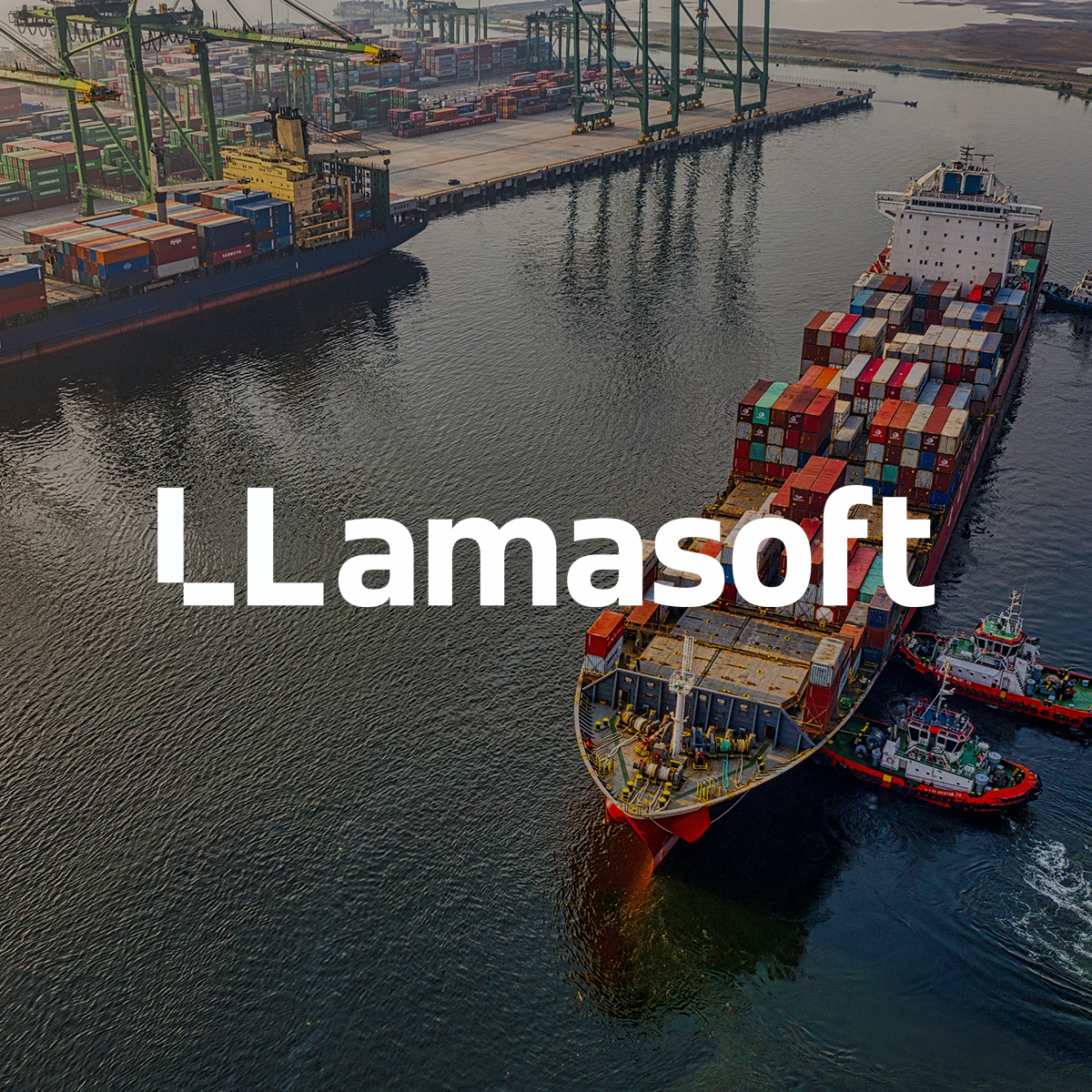 Cargo ship with many shipping containers leaving the port